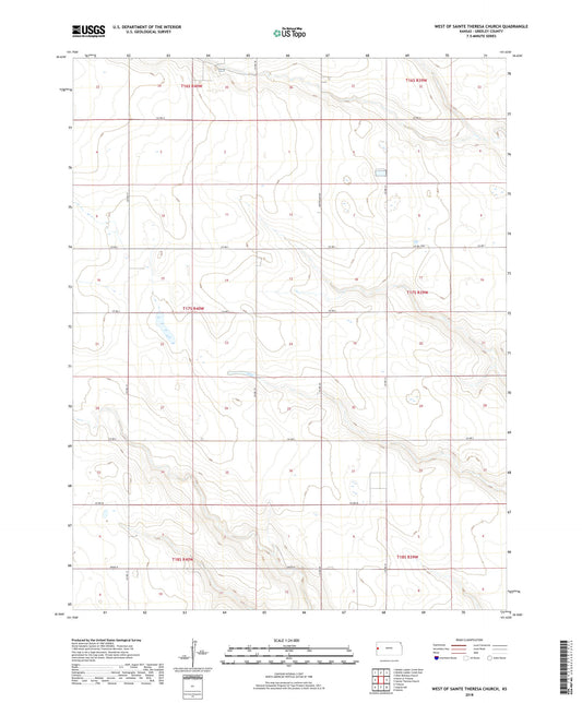 West of Sainte Theresa Church Kansas US Topo Map Image