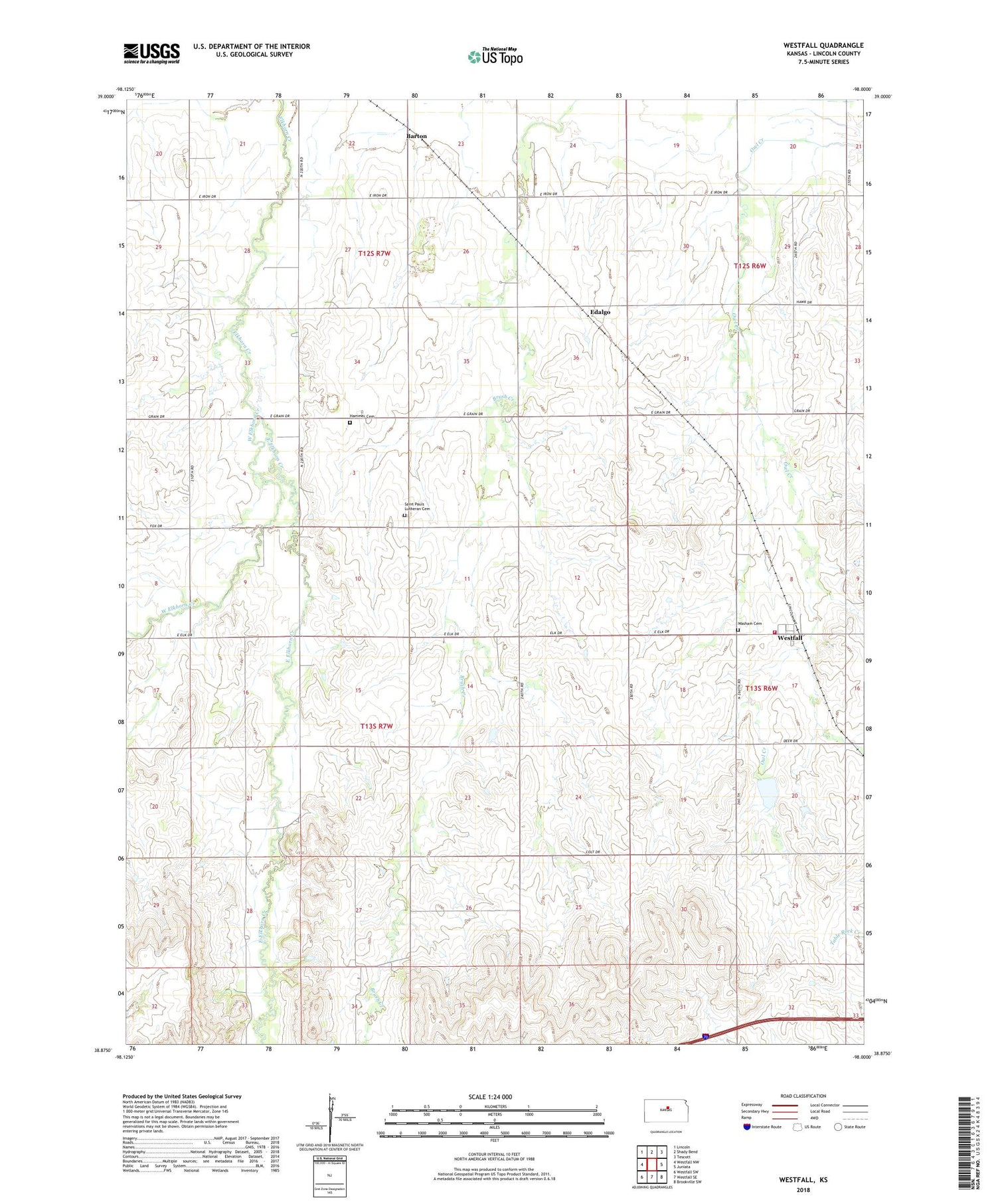 Westfall Kansas US Topo Map Image