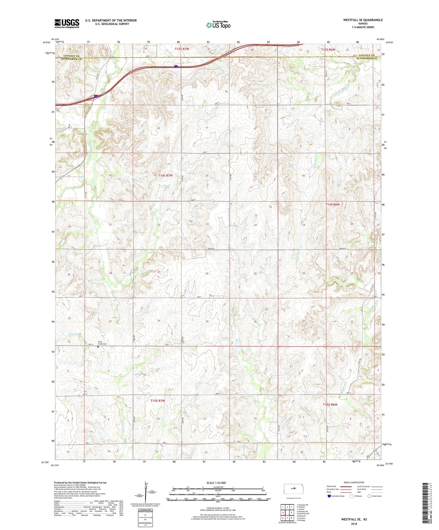 Westfall SE Kansas US Topo Map Image