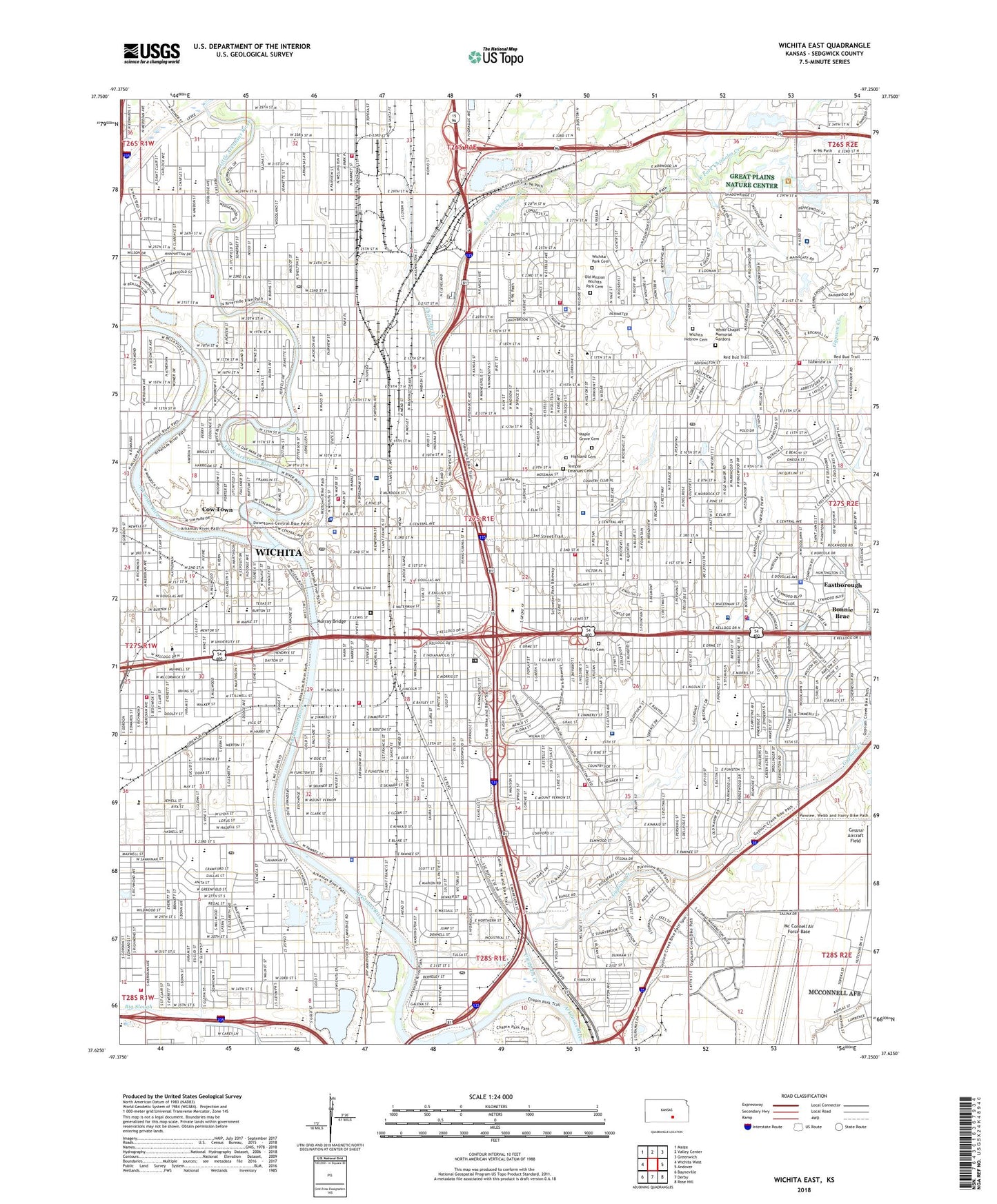Wichita East Kansas US Topo Map Image