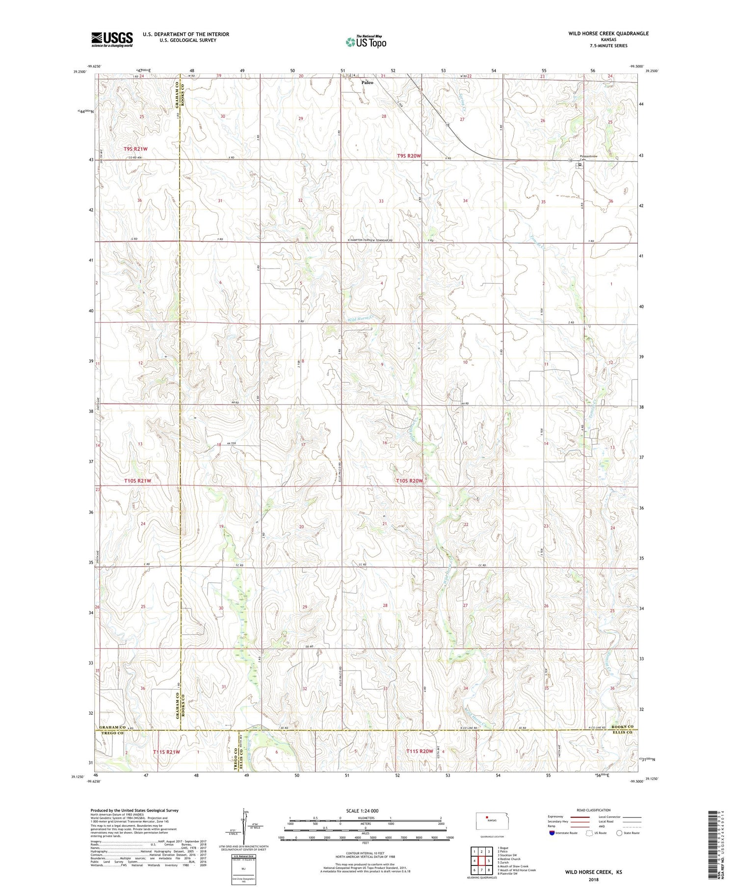 Wild Horse Creek Kansas US Topo Map Image