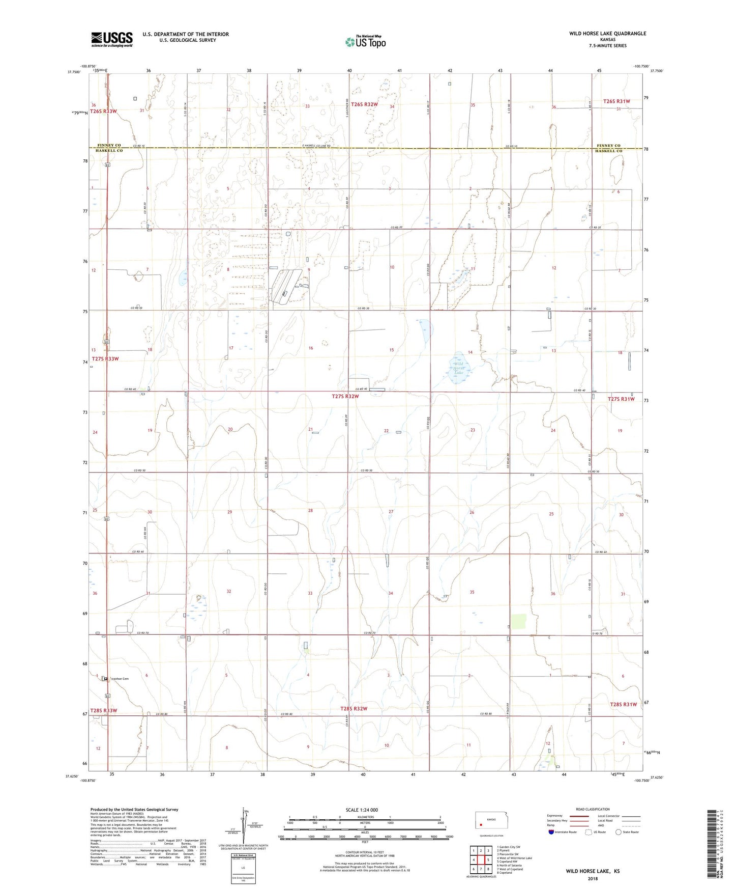 Wild Horse Lake Kansas US Topo Map Image