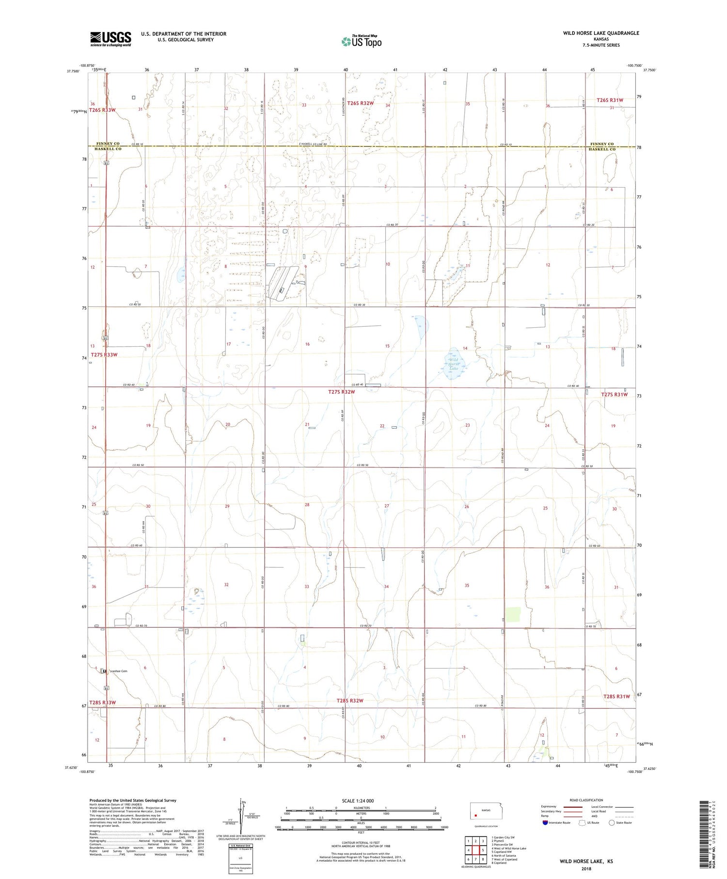 Wild Horse Lake Kansas US Topo Map Image