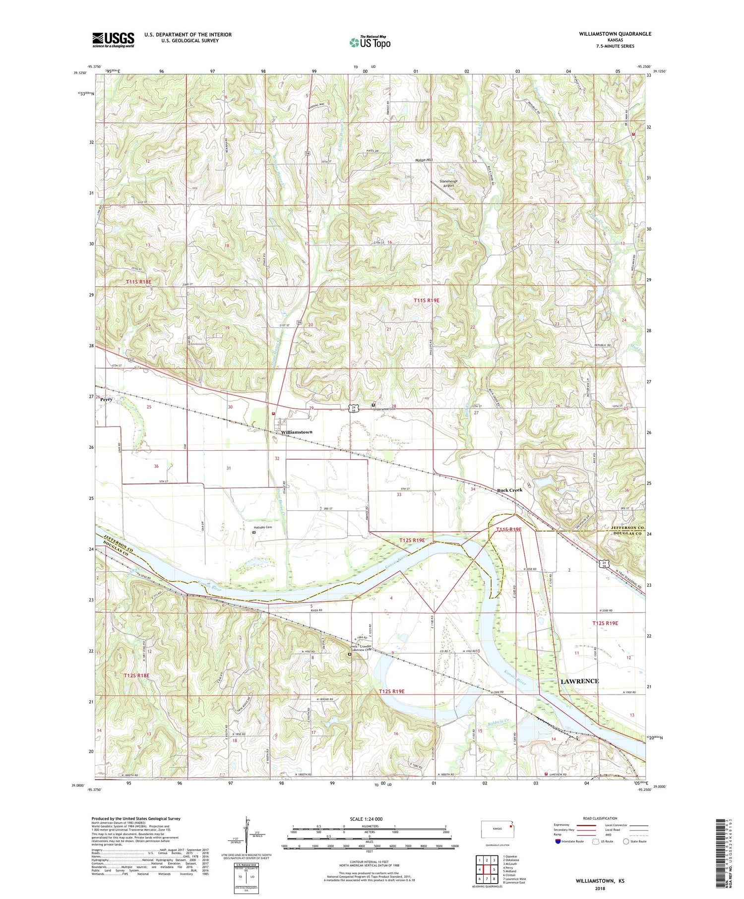 Williamstown Kansas US Topo Map Image