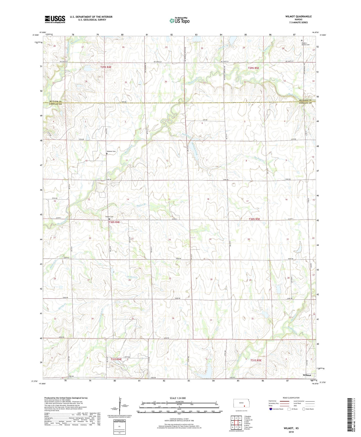 Wilmot Kansas US Topo Map Image