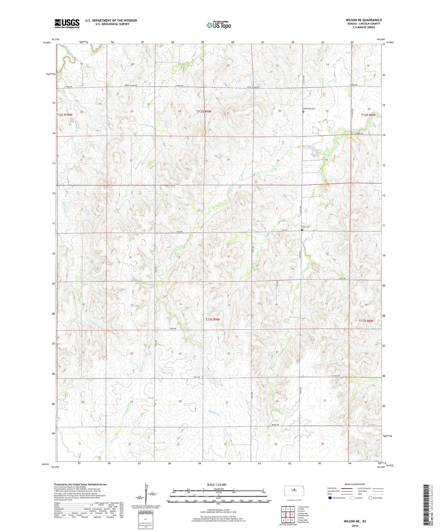 Wilson NE Kansas US Topo Map Image