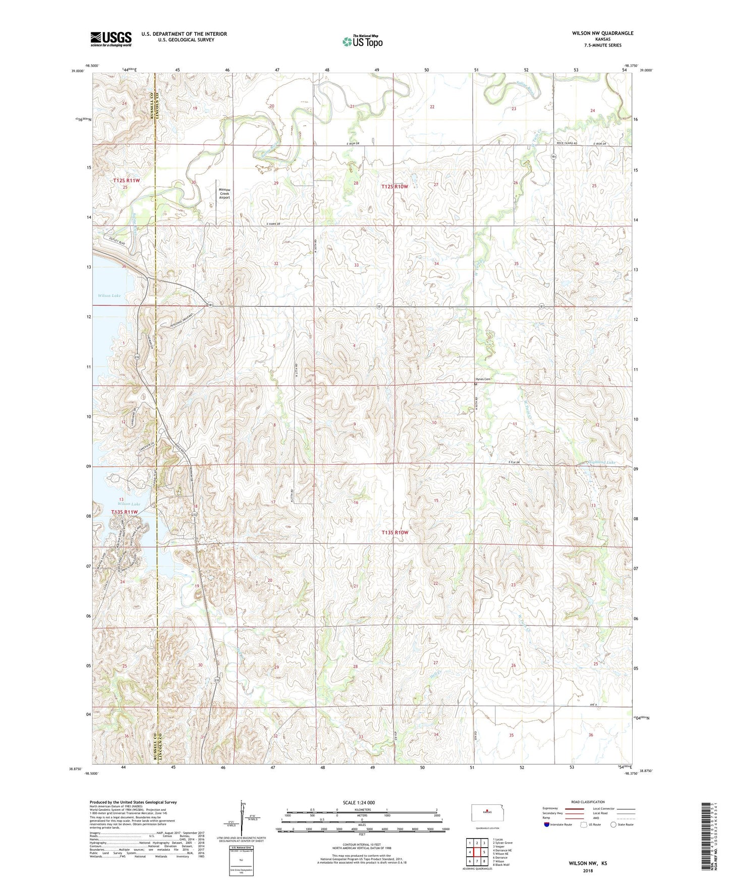 Wilson NW Kansas US Topo Map Image