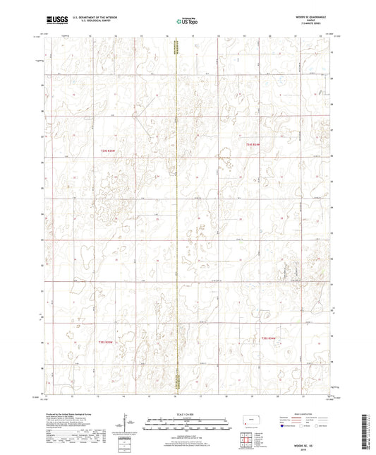 Woods SE Kansas US Topo Map Image