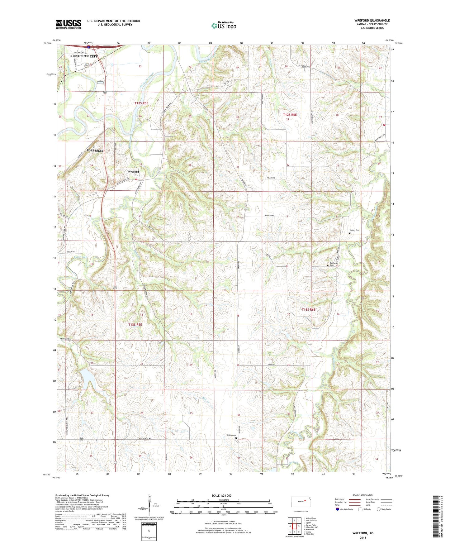 Wreford Kansas US Topo Map Image