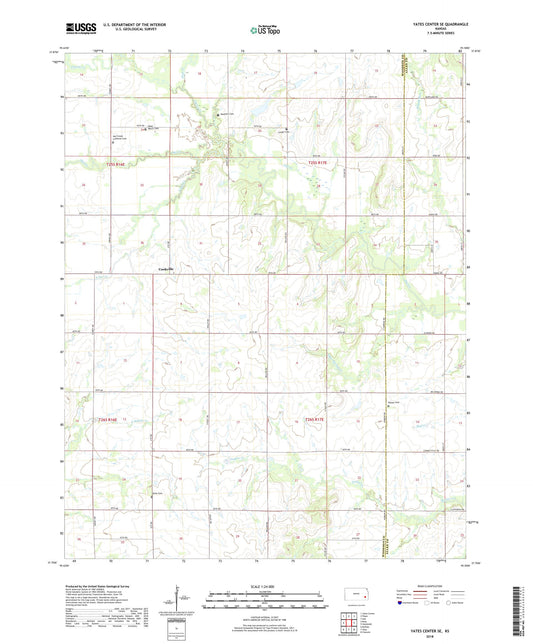 Yates Center SE Kansas US Topo Map Image