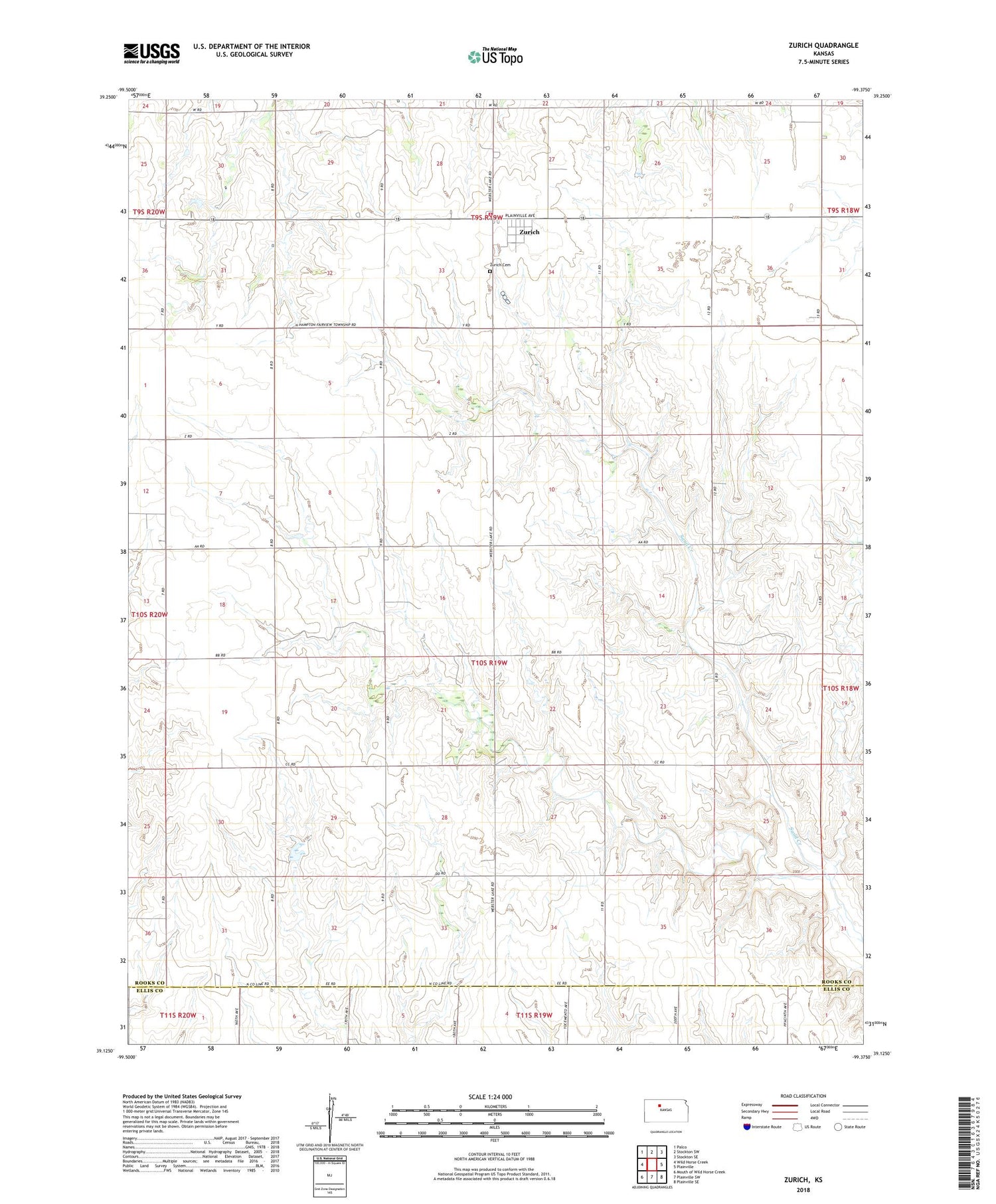 Zurich Kansas US Topo Map Image