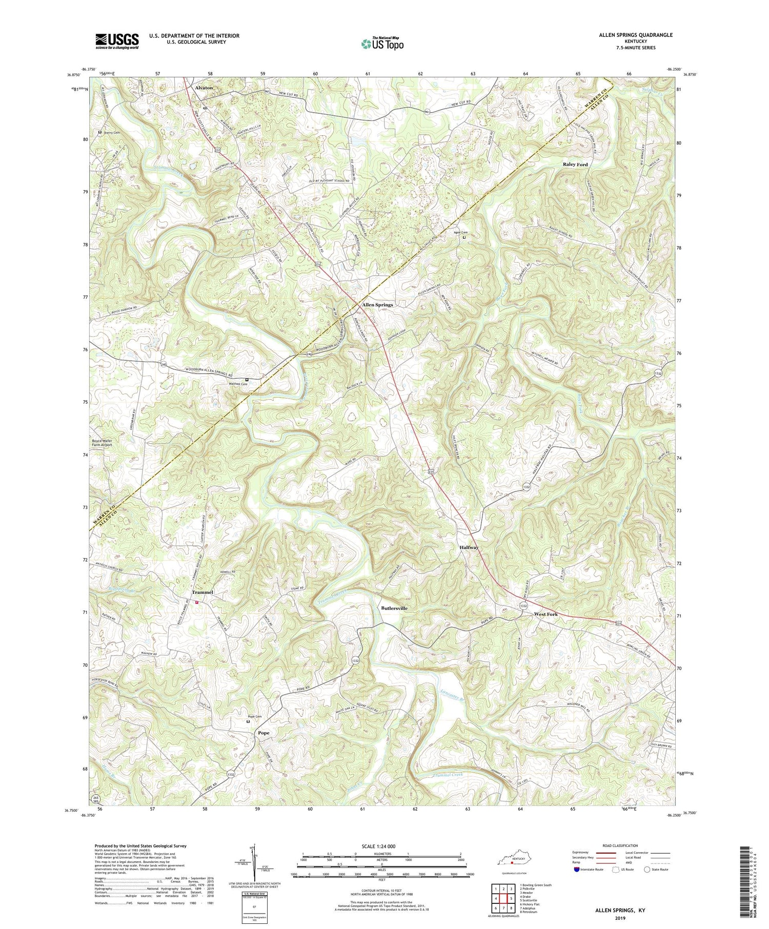 Allen Springs Kentucky US Topo Map Image