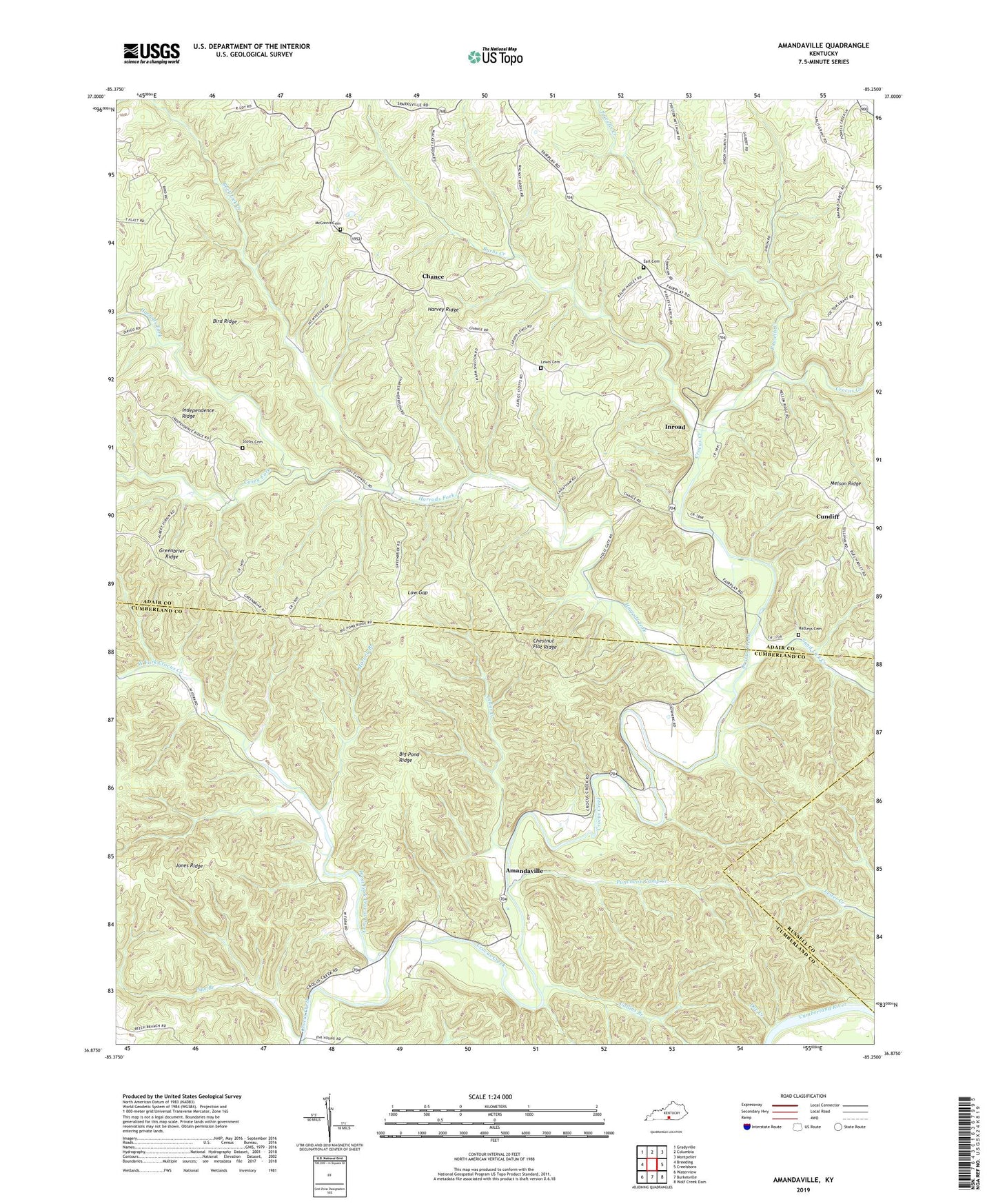 Amandaville Kentucky US Topo Map Image