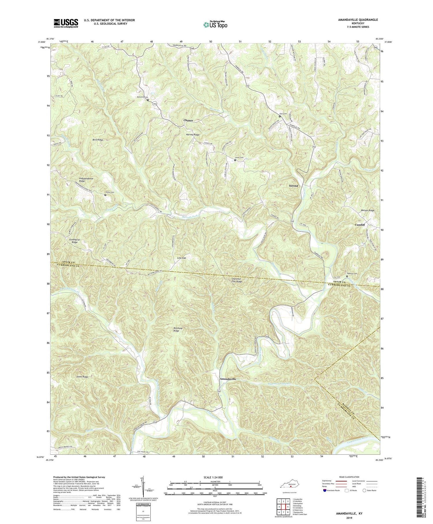 Amandaville Kentucky US Topo Map Image