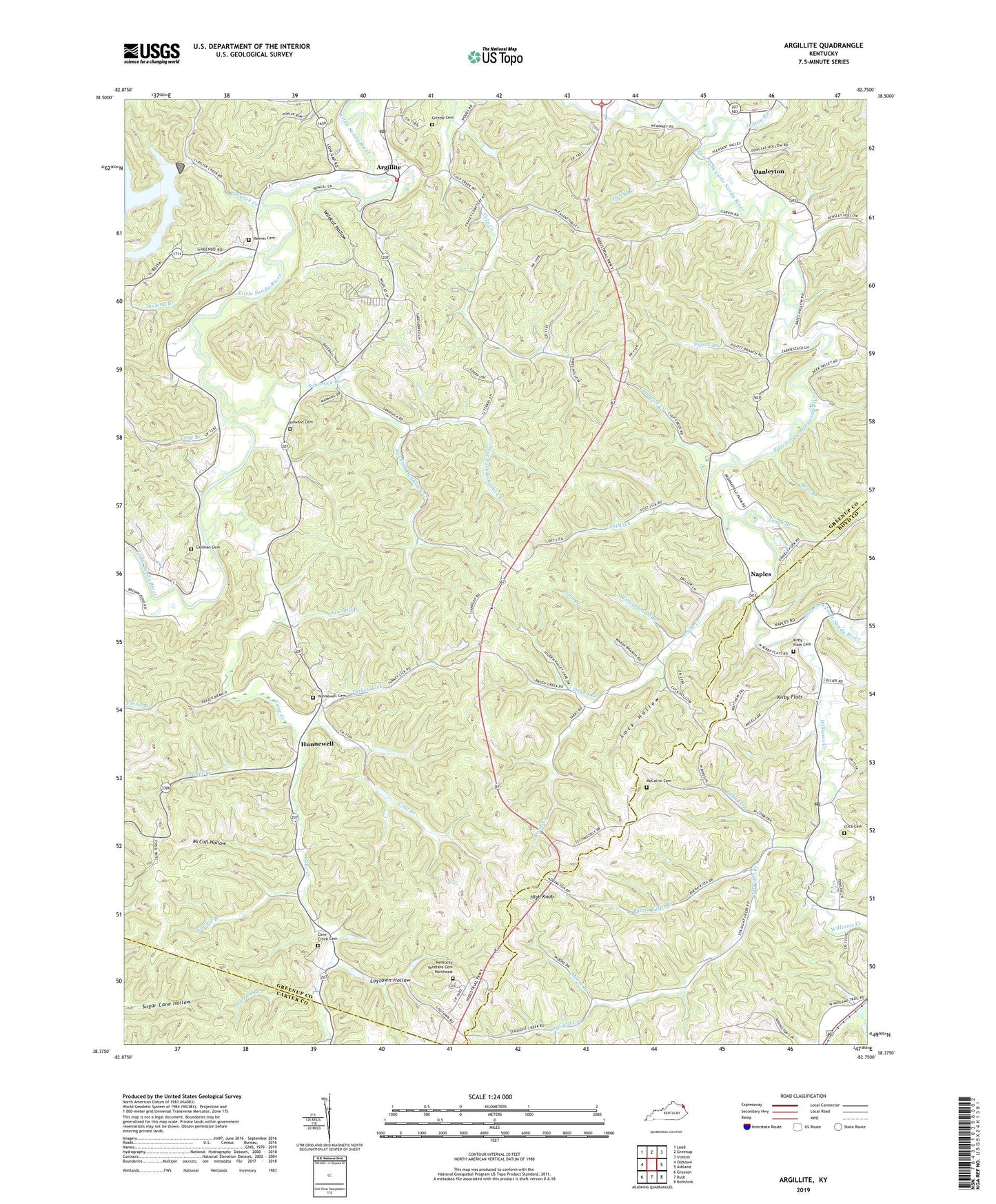 Argillite Kentucky US Topo Map Image