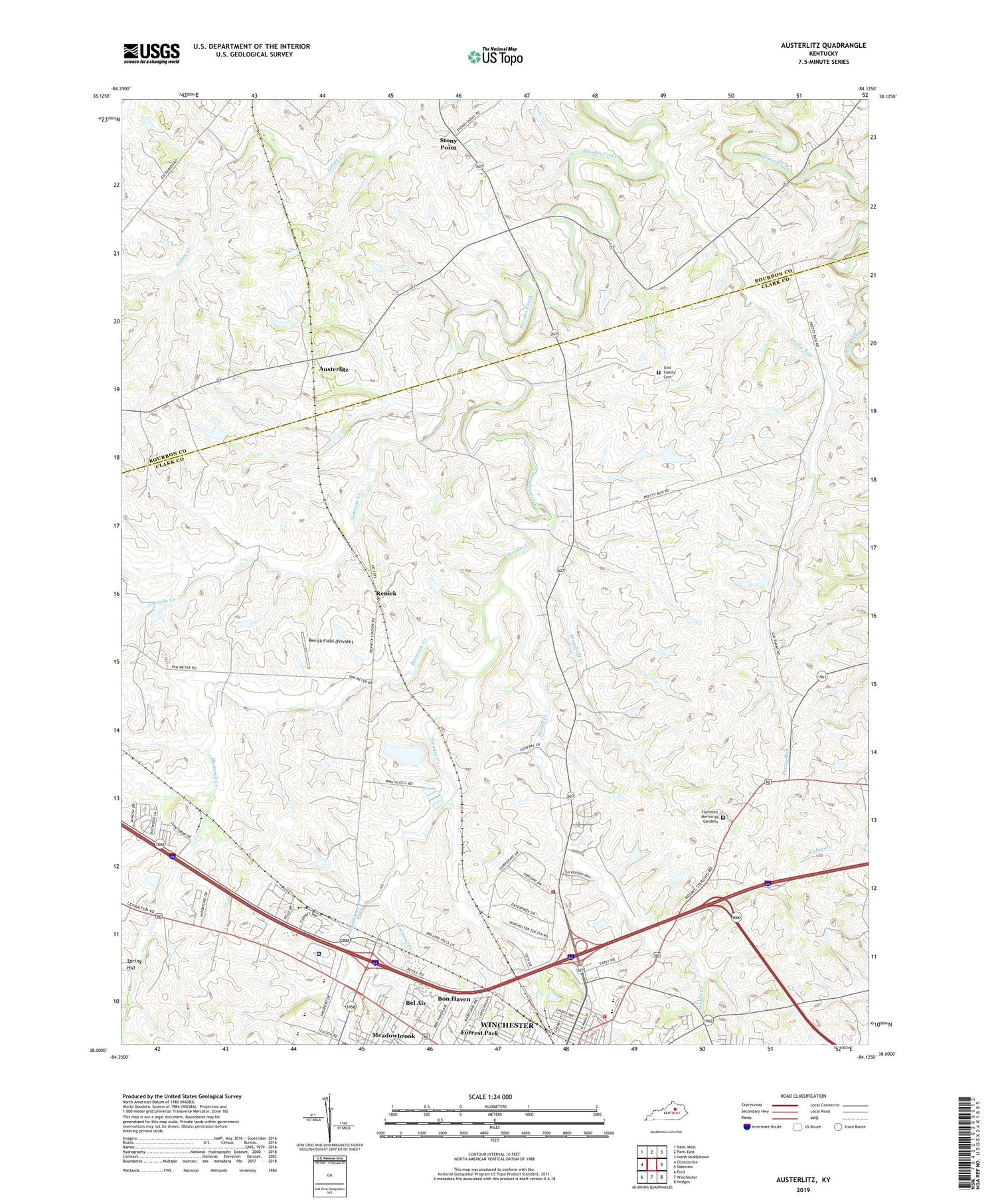 Austerlitz Kentucky US Topo Map Image