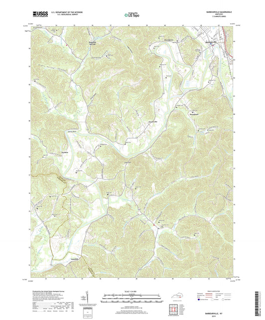 Barbourville Kentucky US Topo Map Image