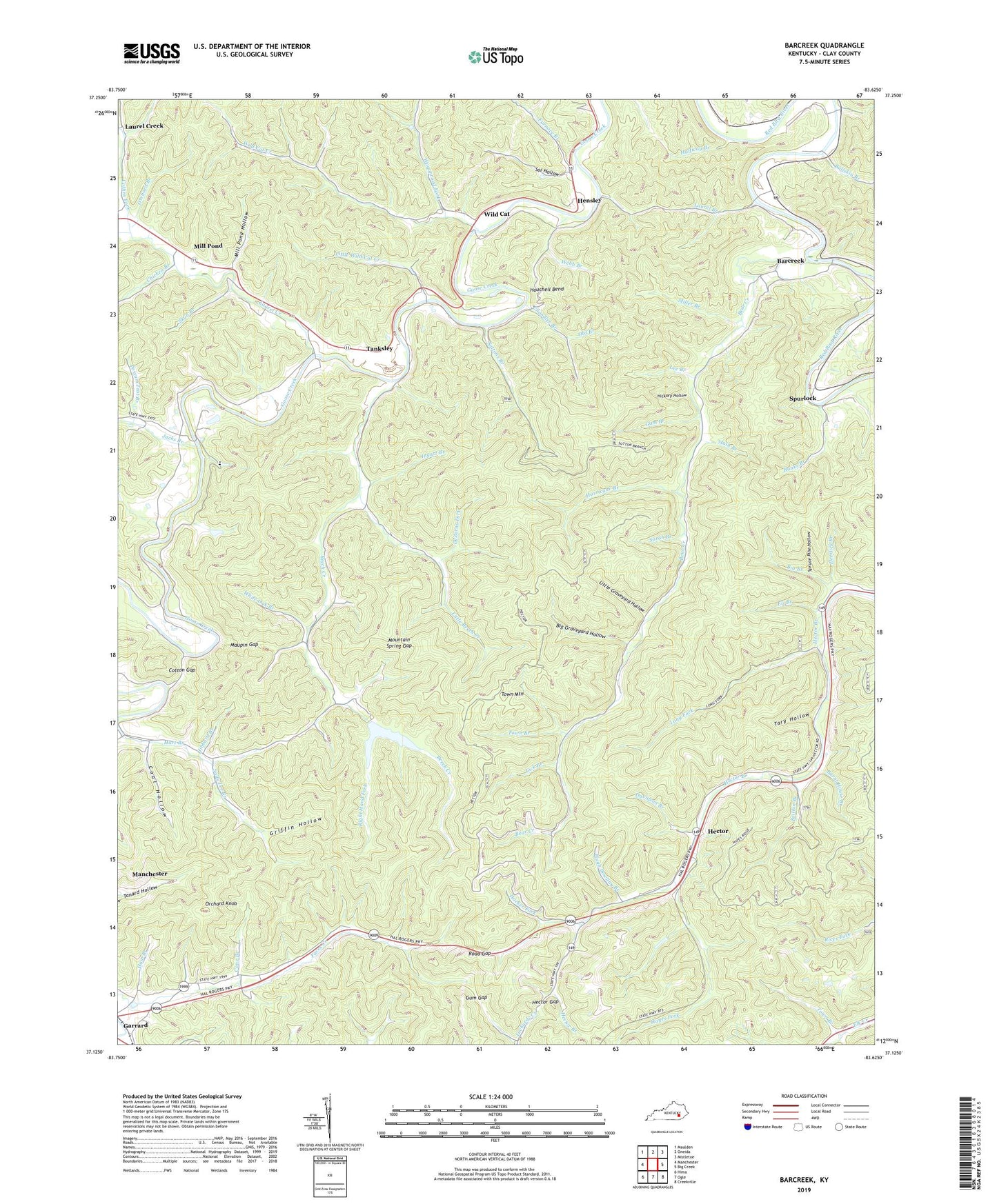 Barcreek Kentucky US Topo Map Image