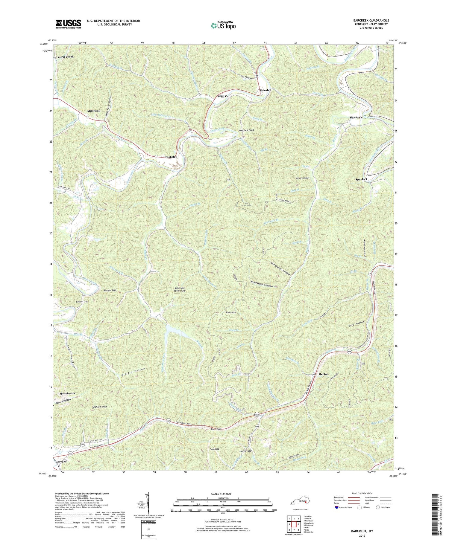Barcreek Kentucky US Topo Map Image