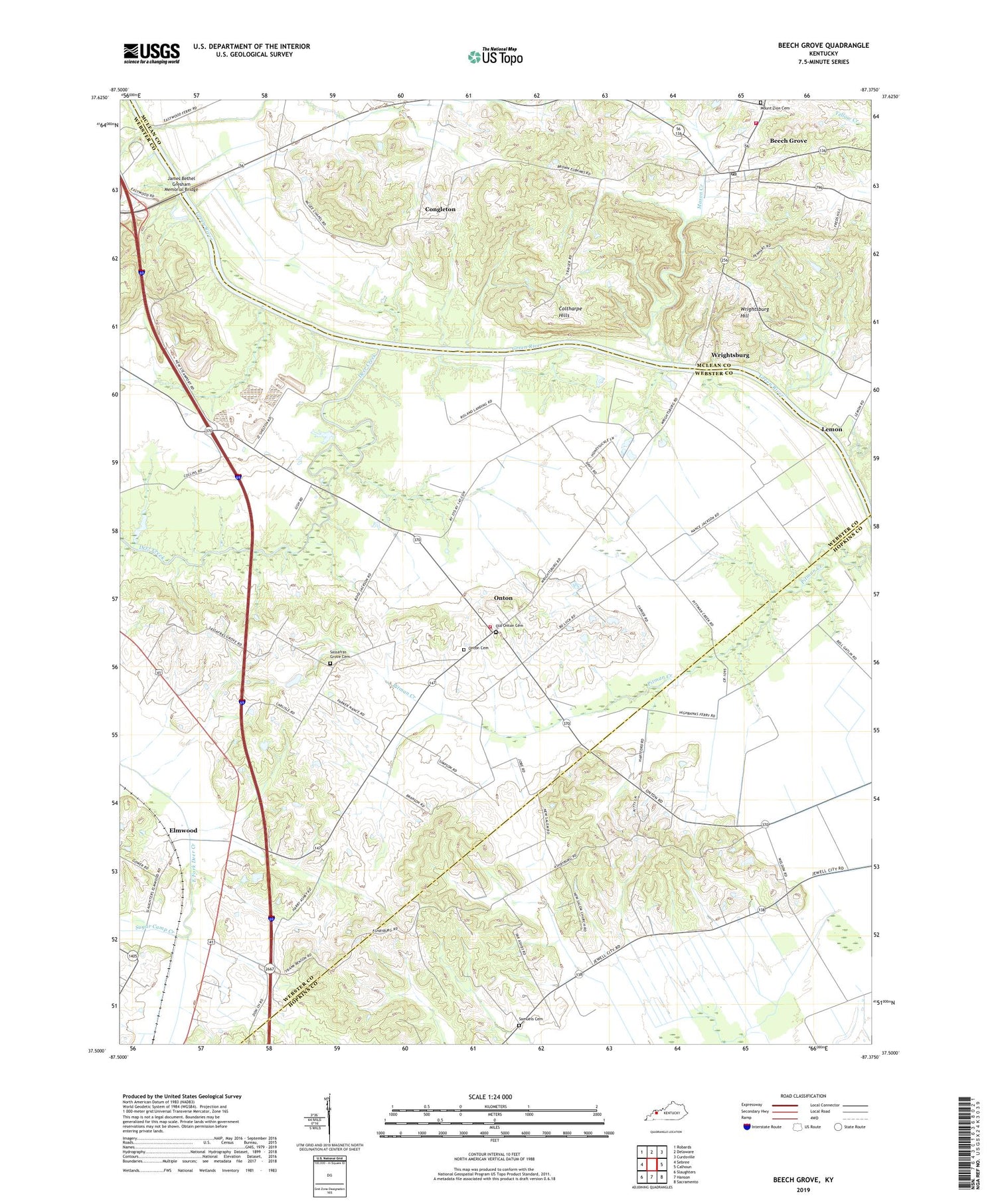 Beech Grove Kentucky US Topo Map Image