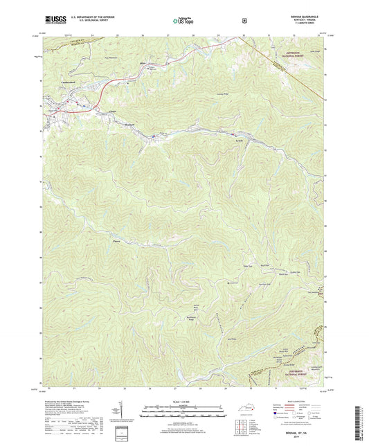 Benham Kentucky US Topo Map Image