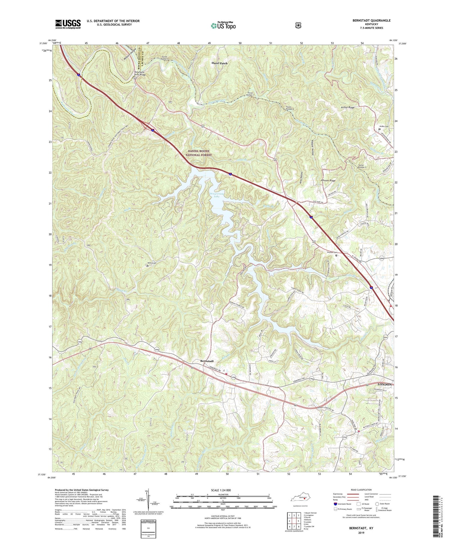 Bernstadt Kentucky US Topo Map Image