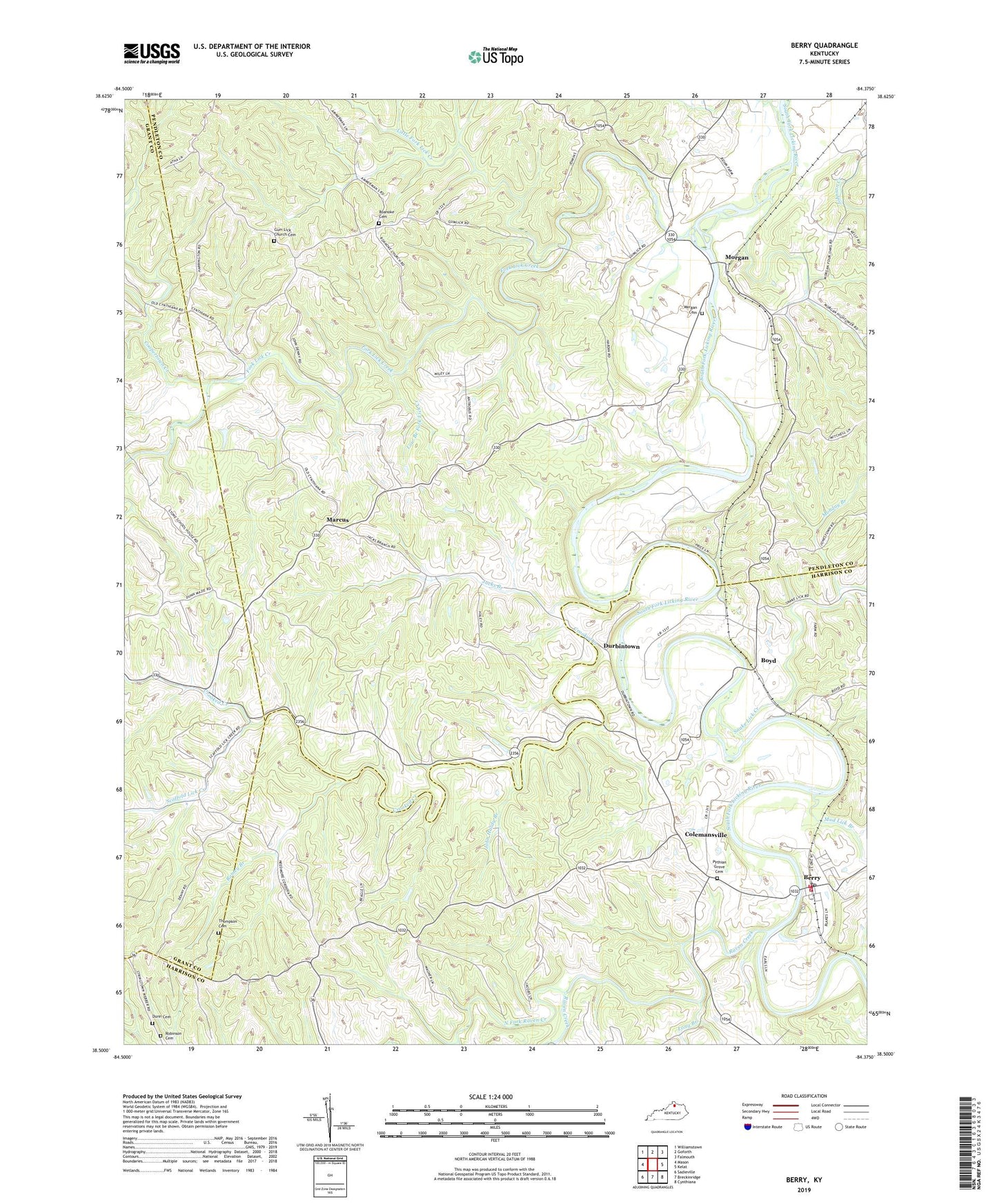 Berry Kentucky US Topo Map Image