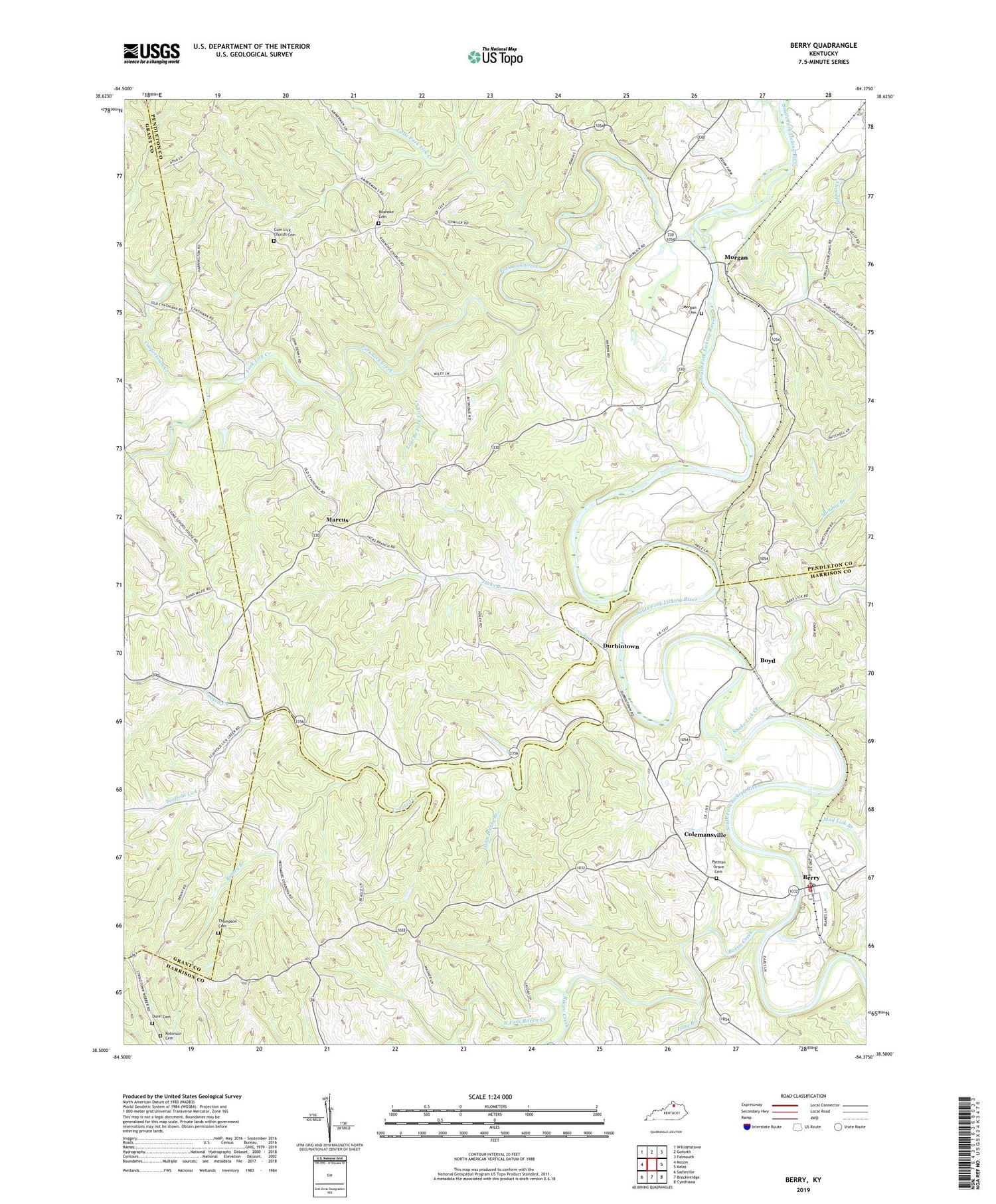 Berry Kentucky US Topo Map Image