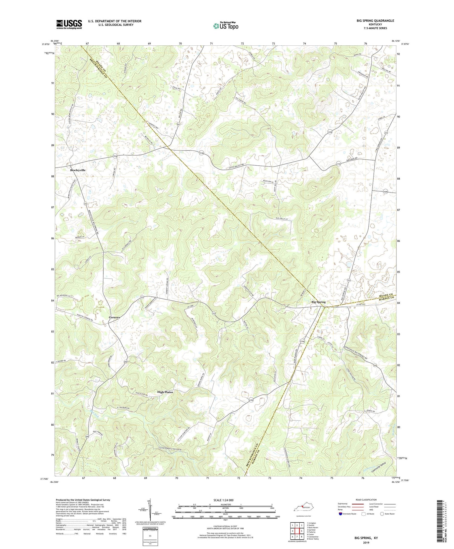 Big Spring Kentucky US Topo Map Image