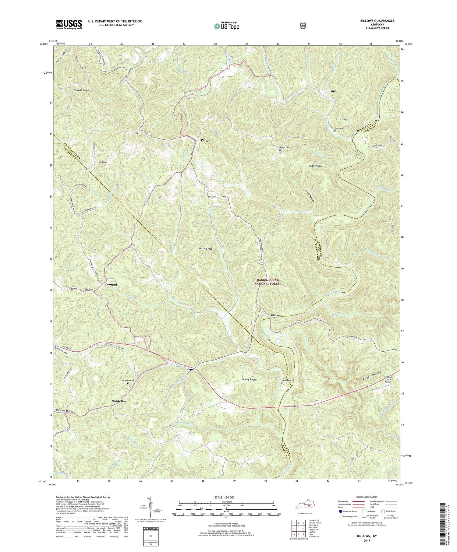 Billows Kentucky US Topo Map Image