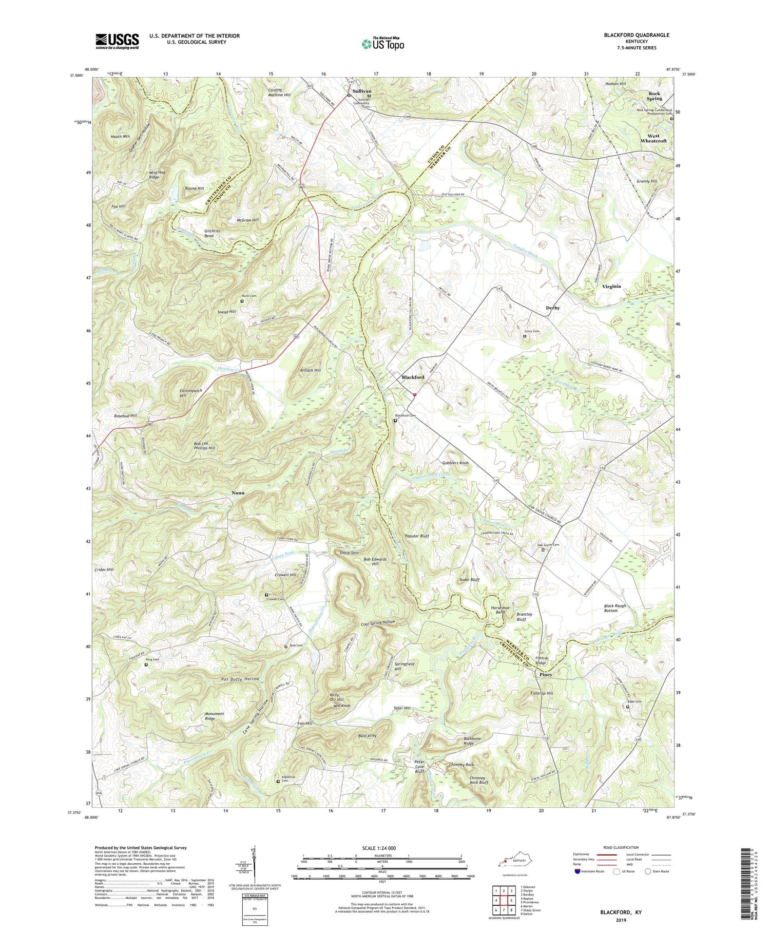 Blackford Kentucky US Topo Map Image