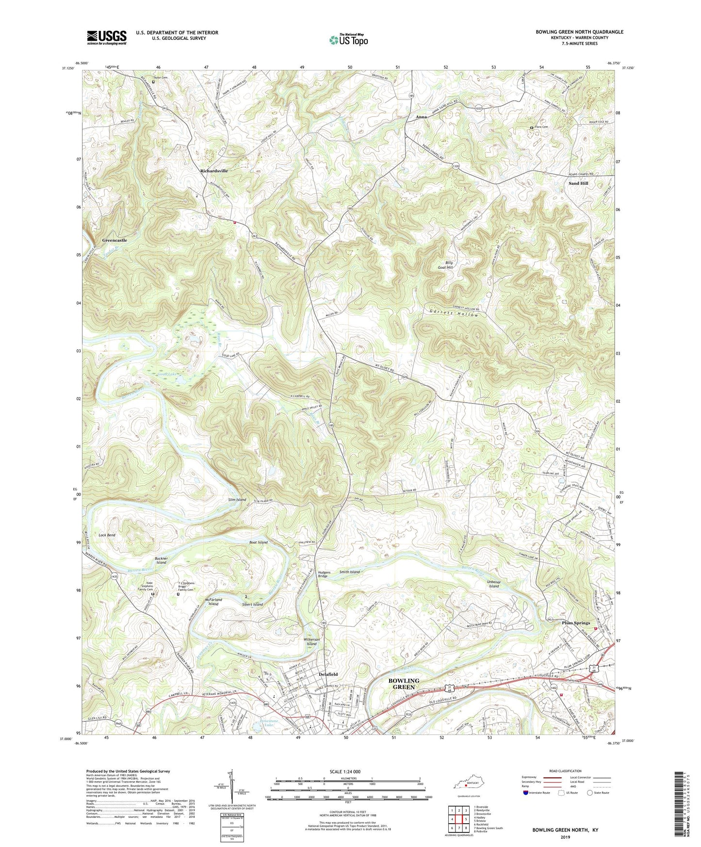 Bowling Green North Kentucky US Topo Map Image
