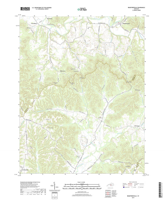 Bradfordsville Kentucky US Topo Map Image