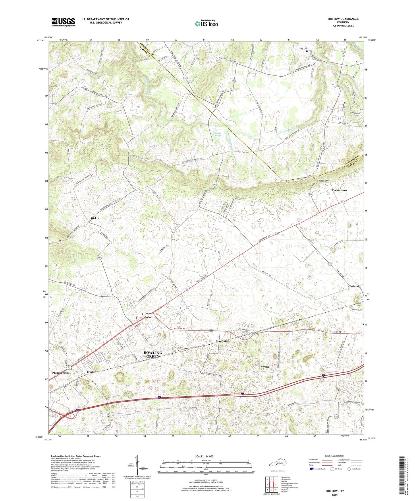 Bristow Kentucky US Topo Map Image