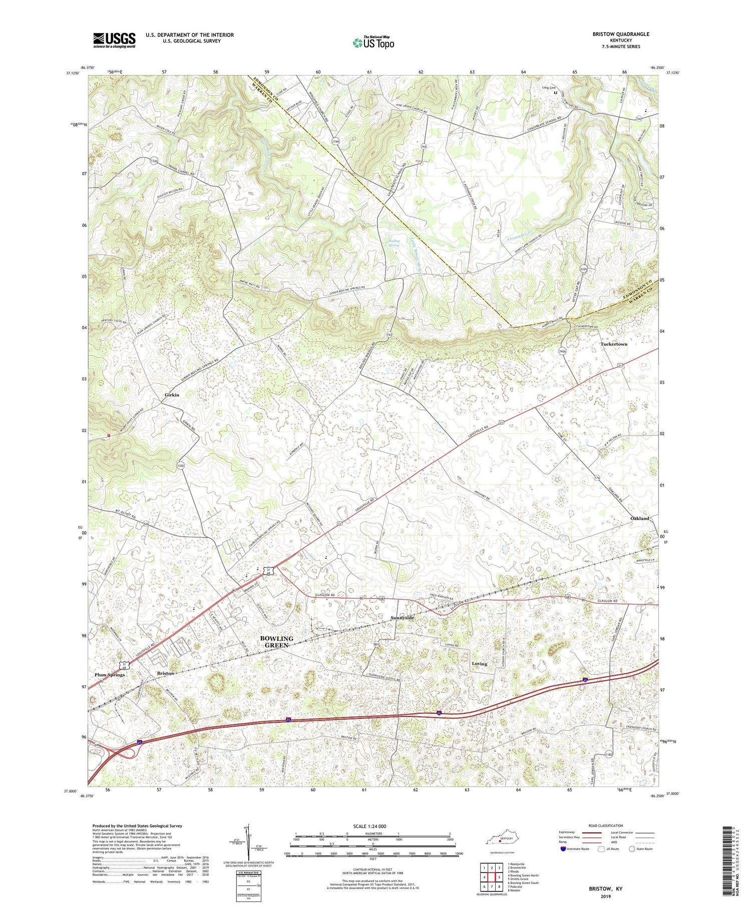 Bristow Kentucky US Topo Map Image