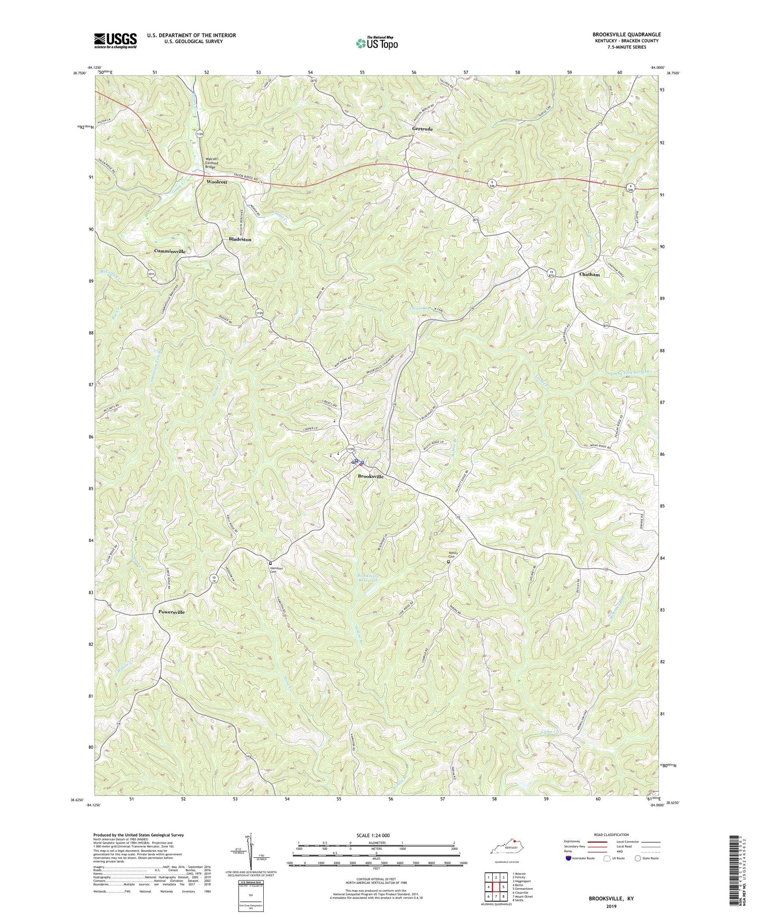 Brooksville Kentucky US Topo Map Image