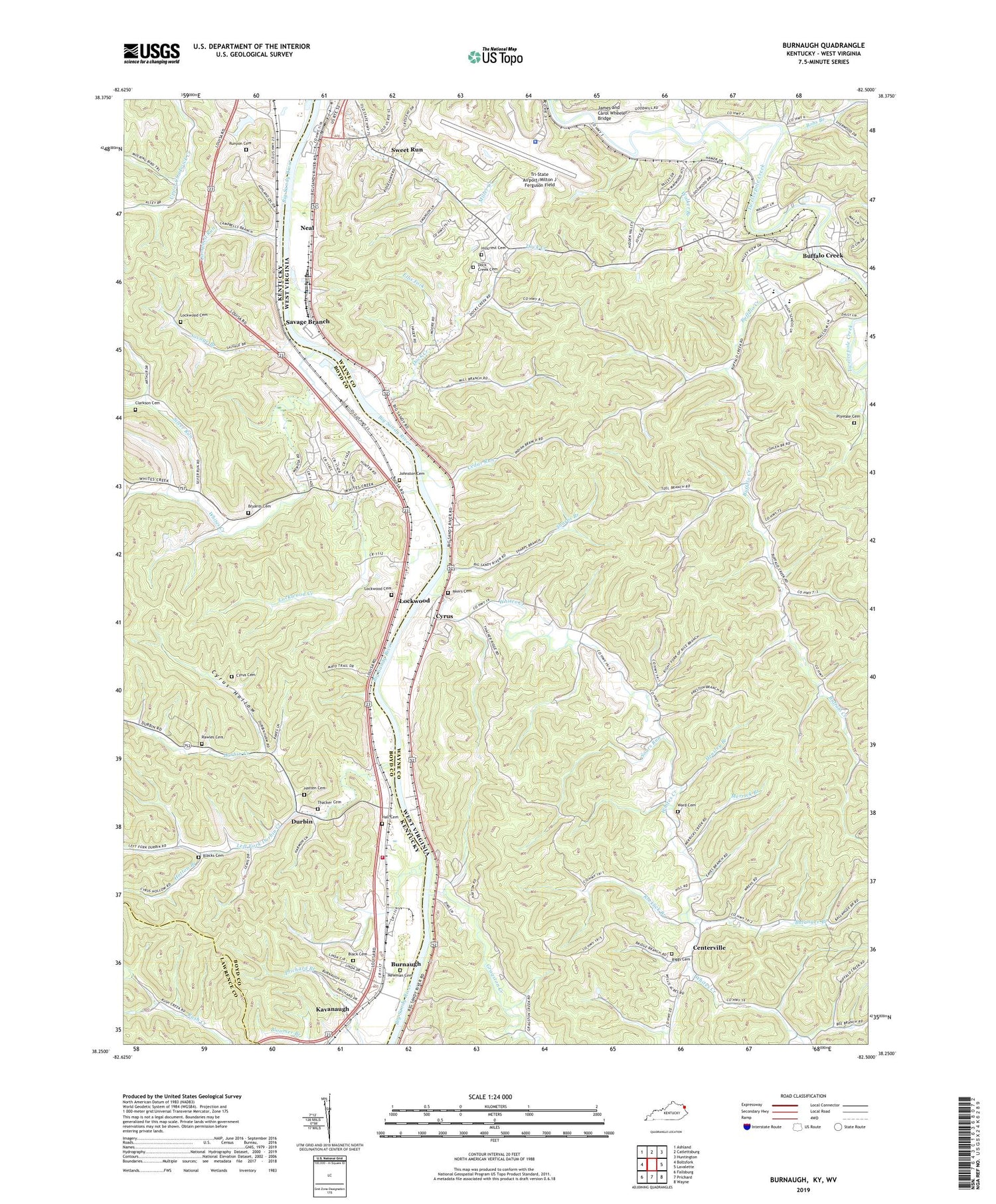 Burnaugh Kentucky US Topo Map Image