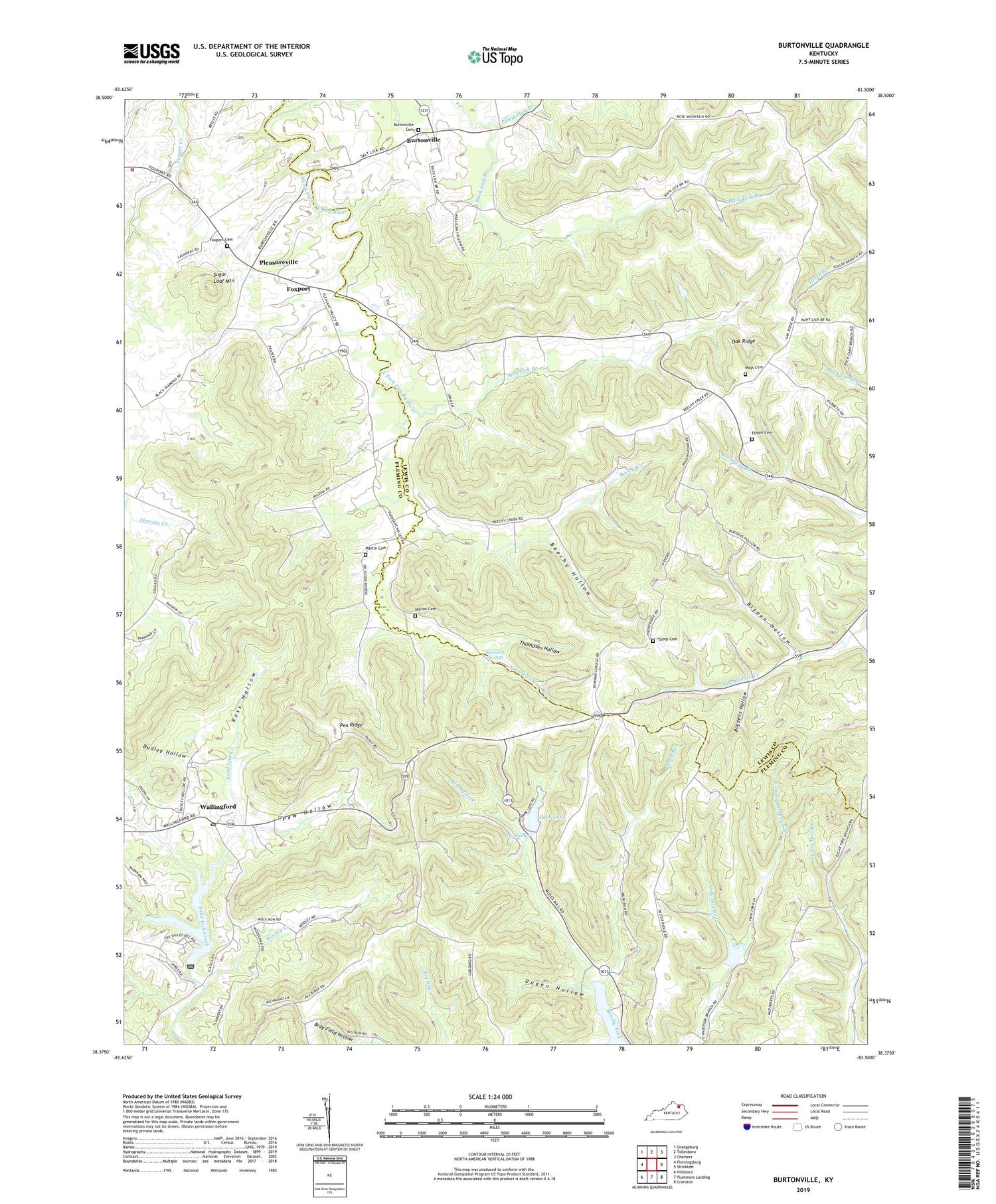 Burtonville Kentucky US Topo Map Image