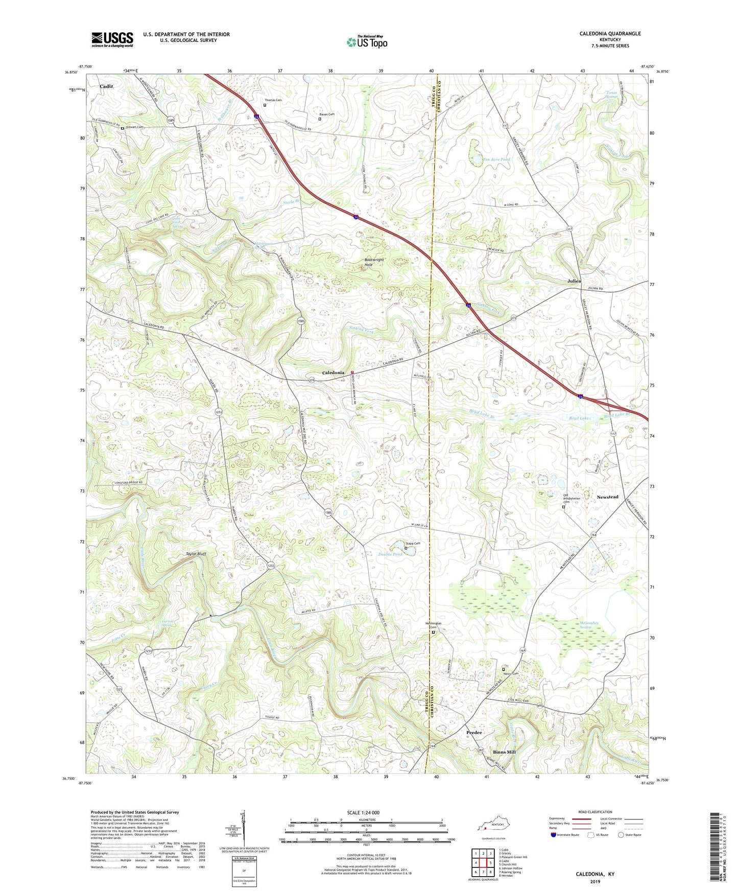 Caledonia Kentucky US Topo Map Image