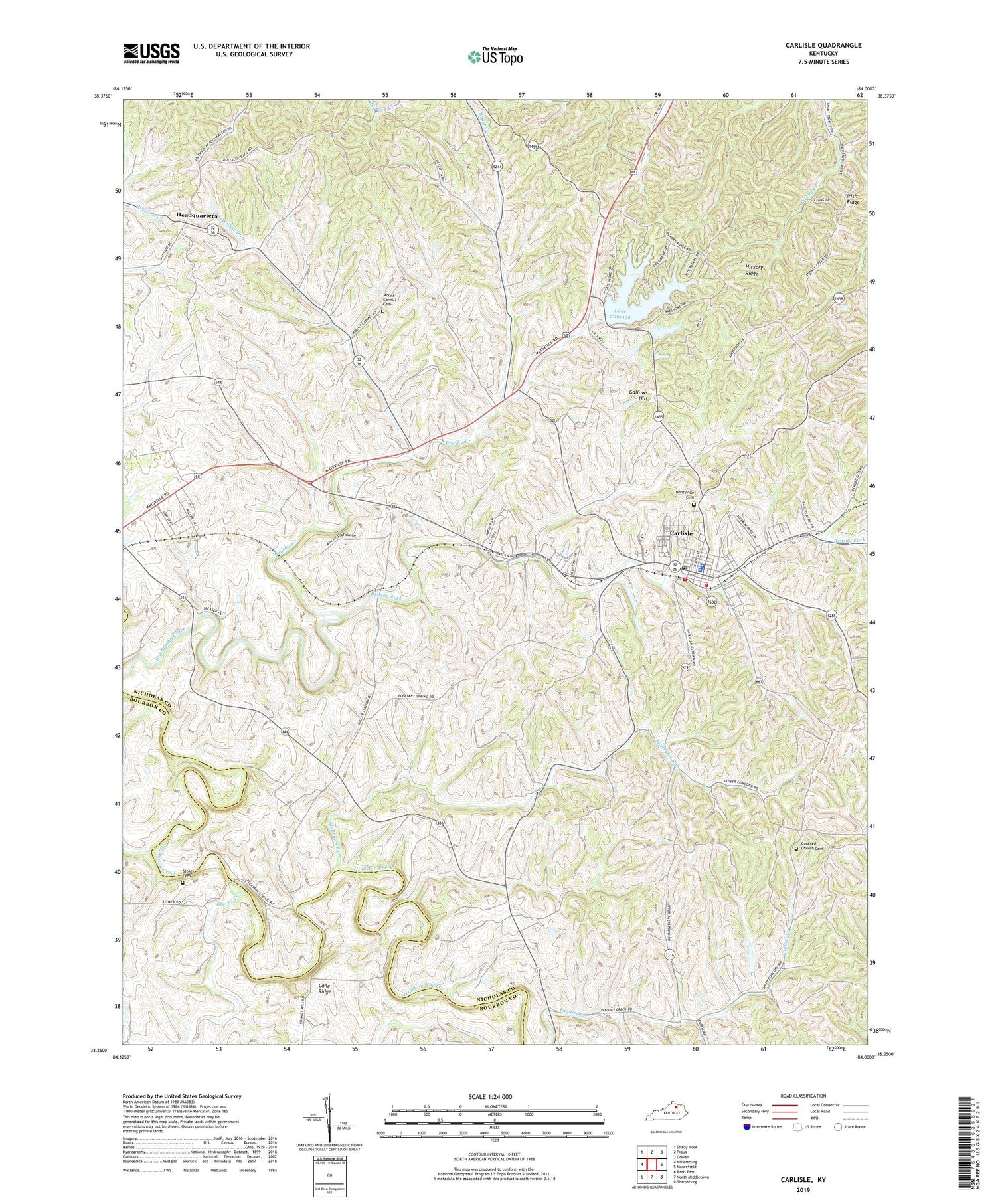 Carlisle Kentucky US Topo Map Image