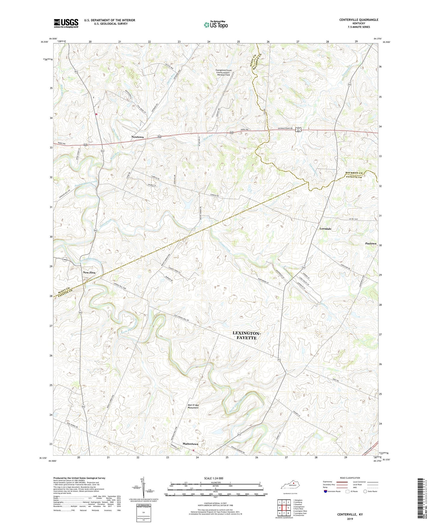 Centerville Kentucky US Topo Map Image