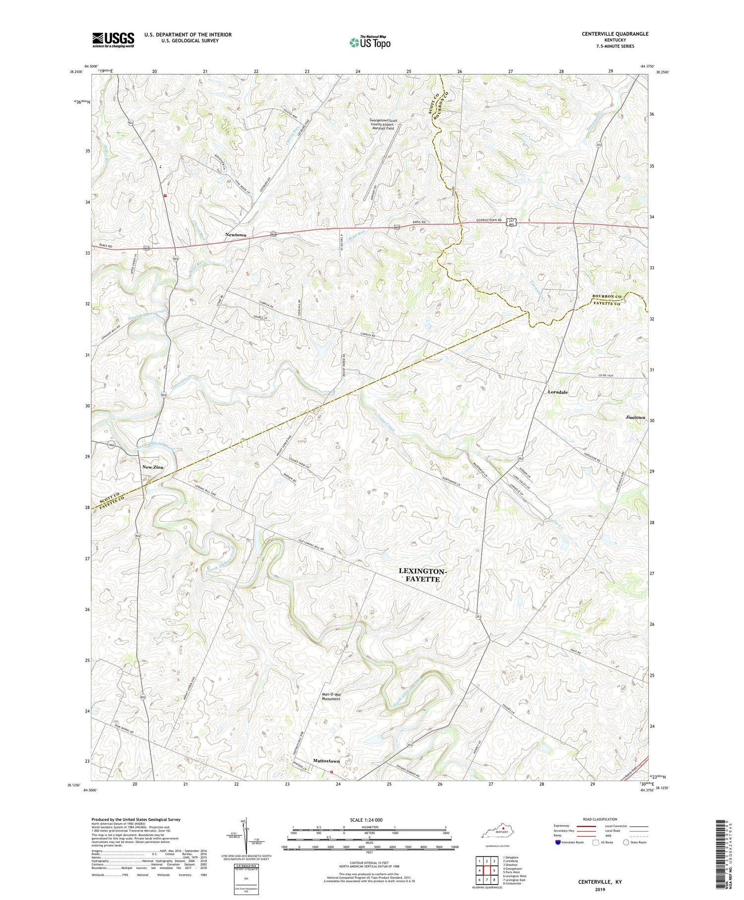 Centerville Kentucky US Topo Map Image