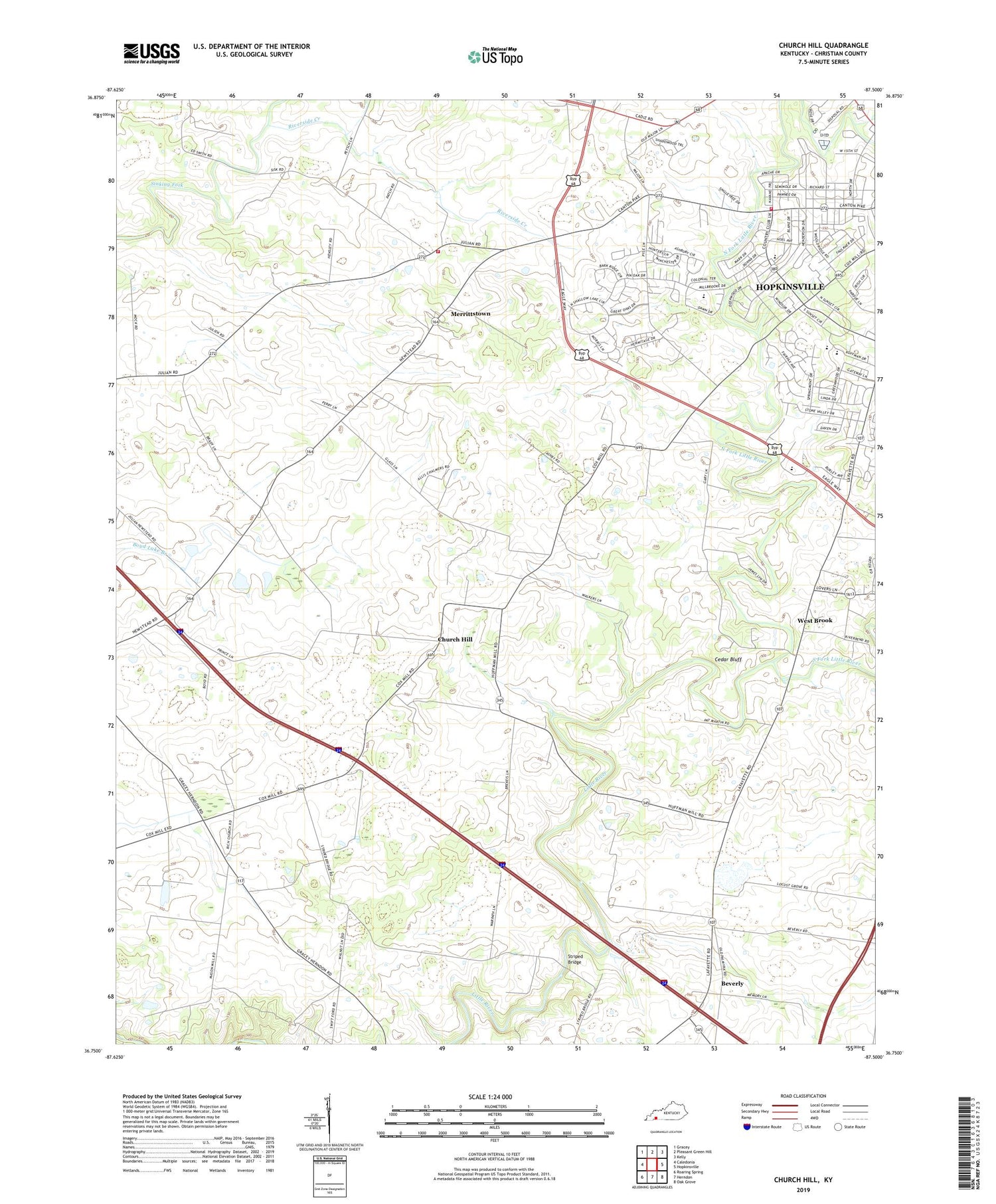 Church Hill Kentucky US Topo Map Image