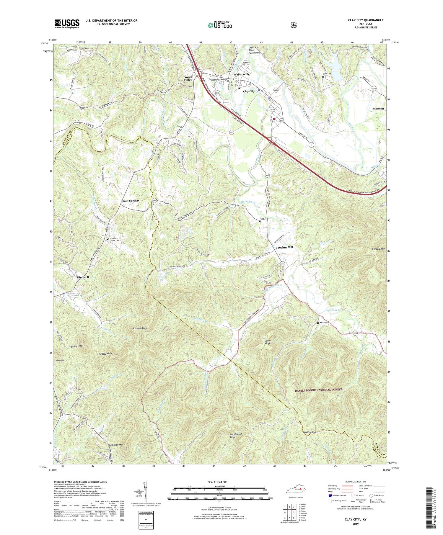 Clay City Kentucky US Topo Map Image