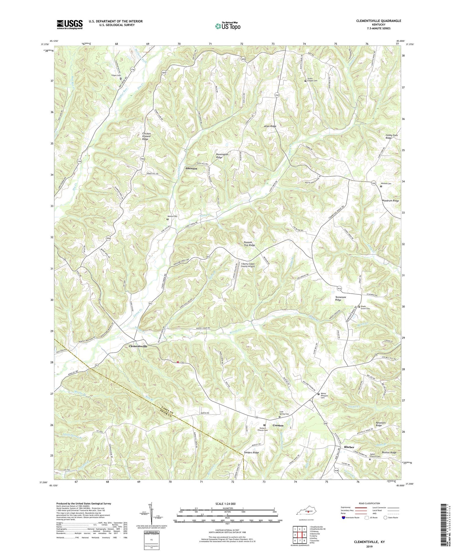 Clementsville Kentucky US Topo Map Image