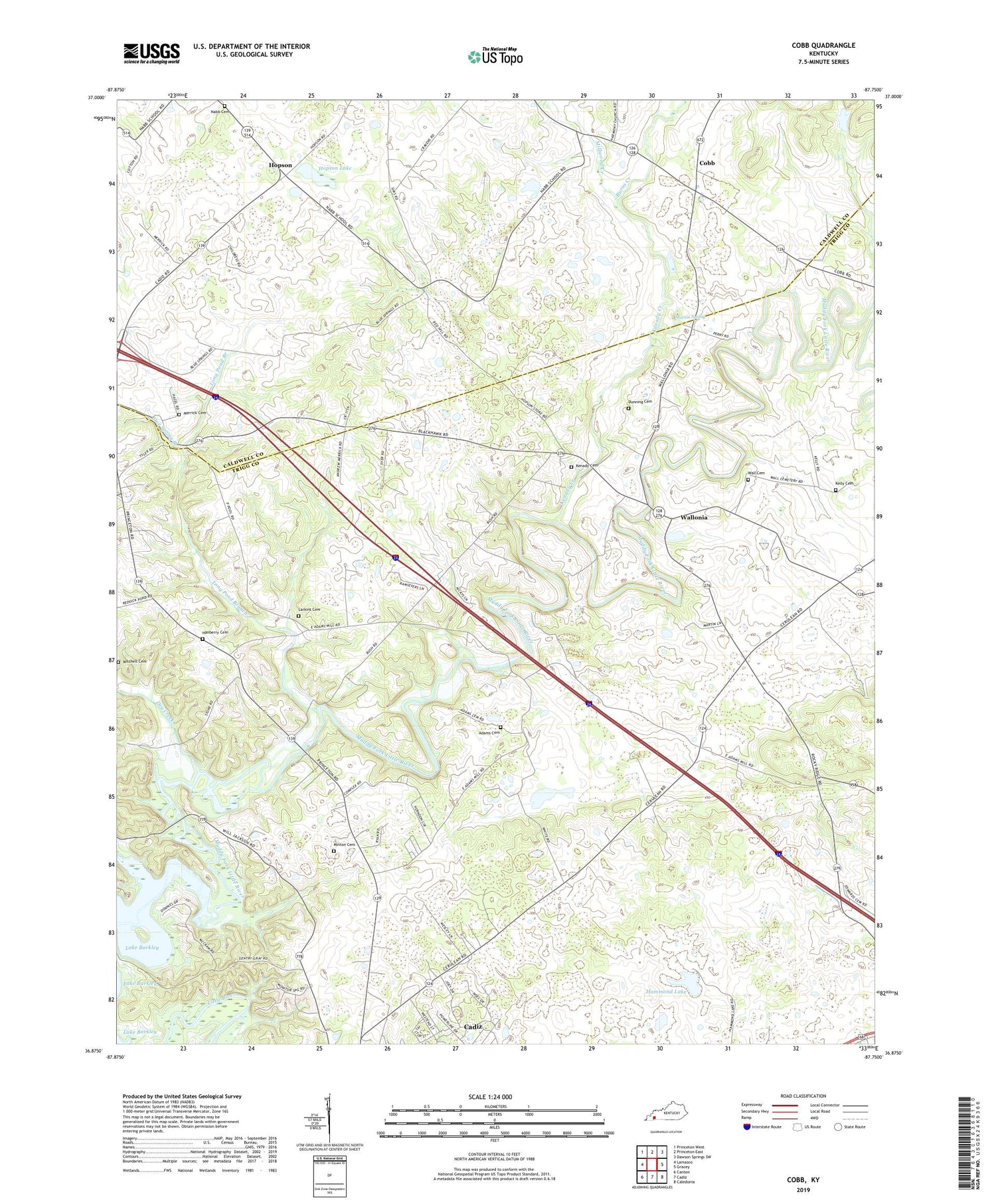 Cobb Kentucky US Topo Map Image