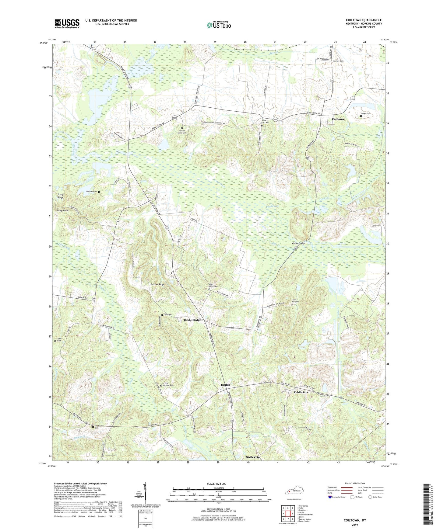 Coiltown Kentucky US Topo Map Image