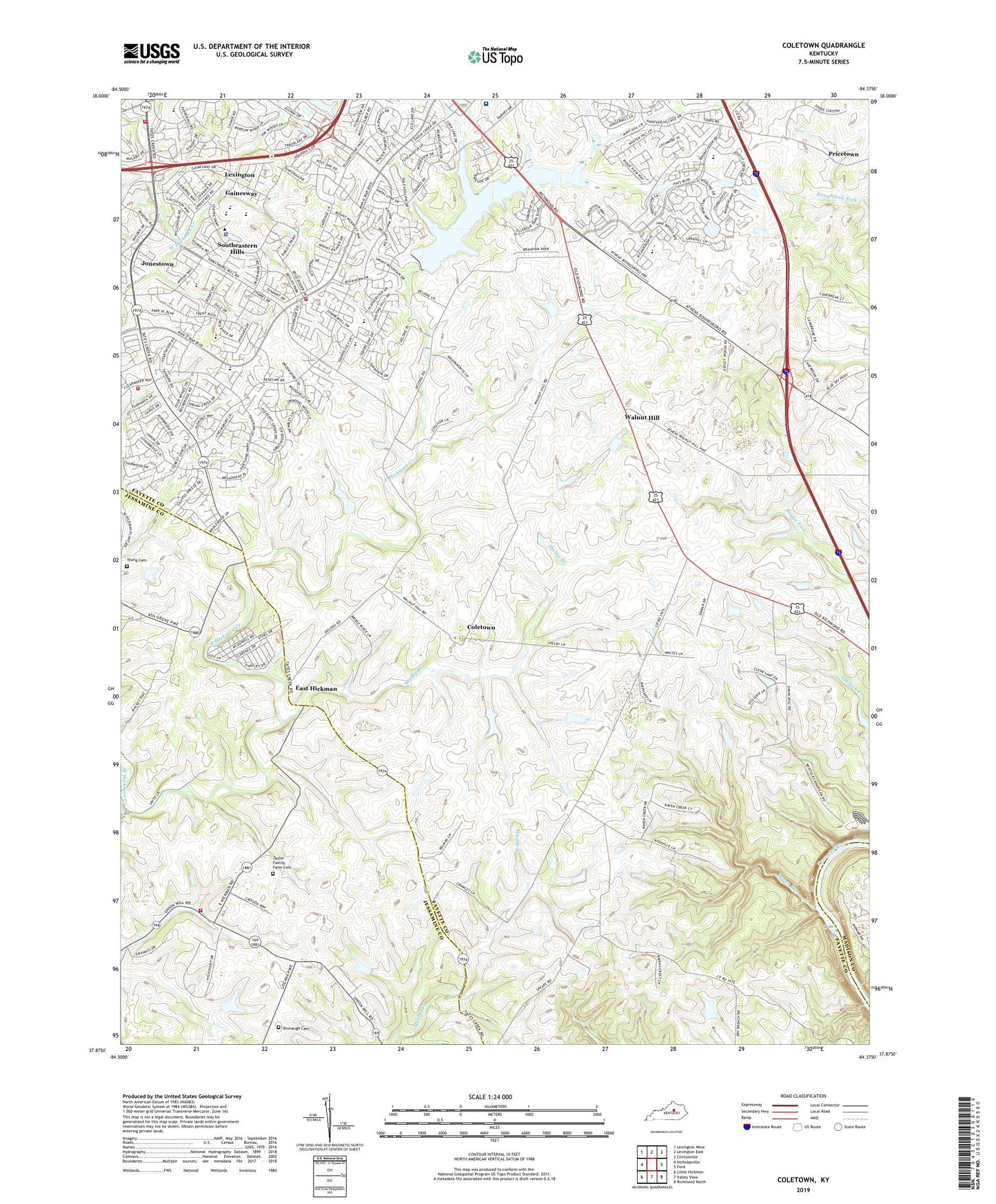 Coletown Kentucky US Topo Map Image