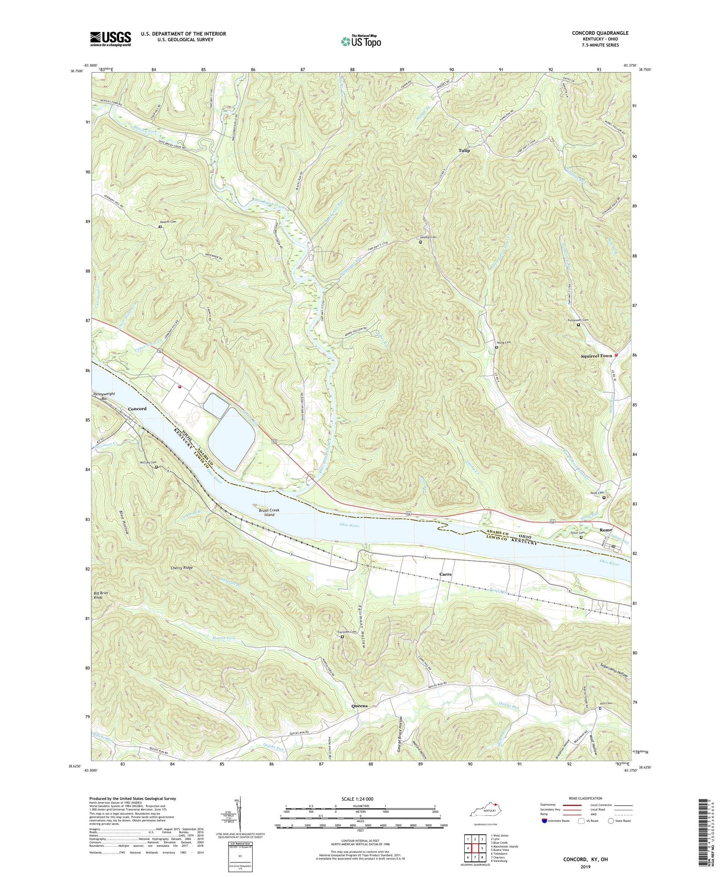Concord Kentucky US Topo Map Image