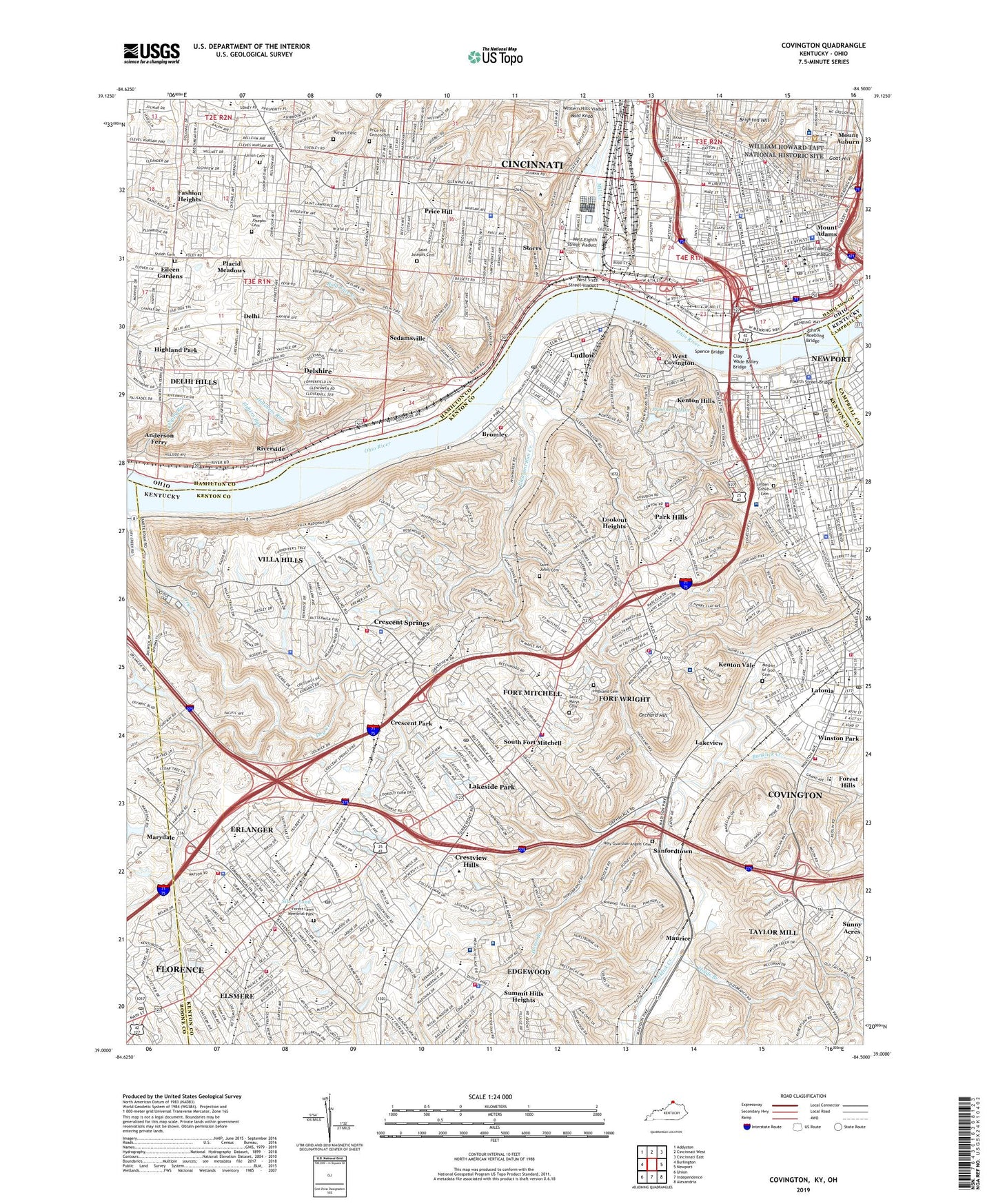 Covington Kentucky US Topo Map Image